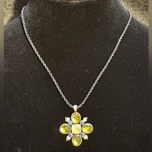 Lia Sophia Necklace Blue Green Stones Mother of Pearl and Pearl Accents 16-19”